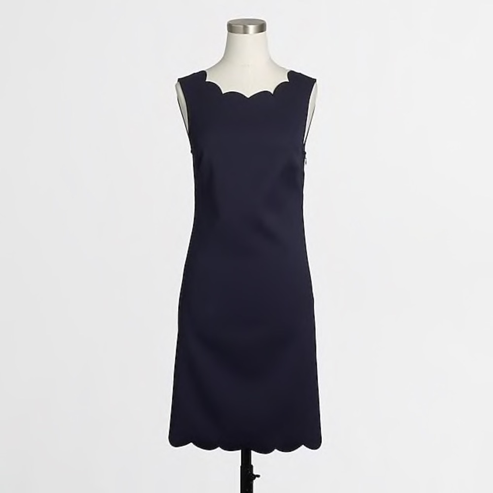 J. Crew Scalloped Trim Navy Dress